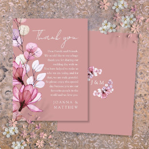 Transparent Floral Dusty Rose Wedding Thank You Place Card