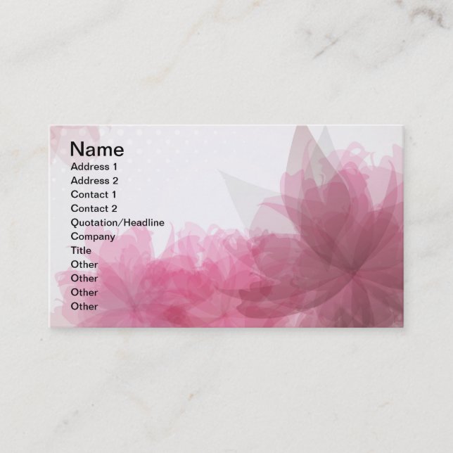 Transparent flowers business card (Front)