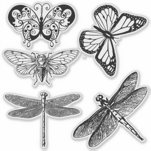 Transparent flying insects stickers