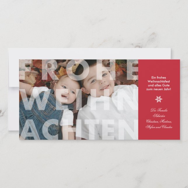 Transparent Frohe Weihnachten in Red Photo Card (Front)