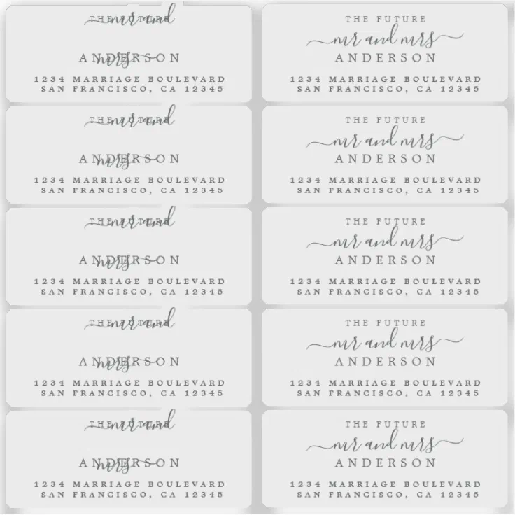 Transparent Future Mr Mrs Return Address Labels | Zazzle