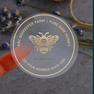 Transparent Gold Bee Hoeny Jar Label