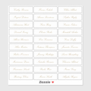Transparent gold classic elegant script guest name sticker
