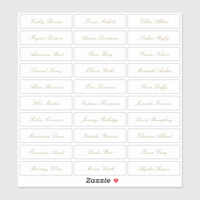 Transparent gold classic elegant script guest name sticker (Sheet)