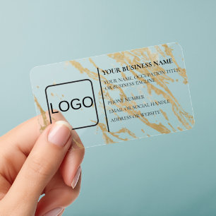 Transparent Gold Flecked Marble Luxurious Custom Clear Business Cards