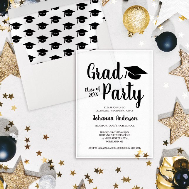 Transparent Graduation Party Class of 2026 Acrylic Invitations (Transparent Graduation Party Acrylic Invitation
)