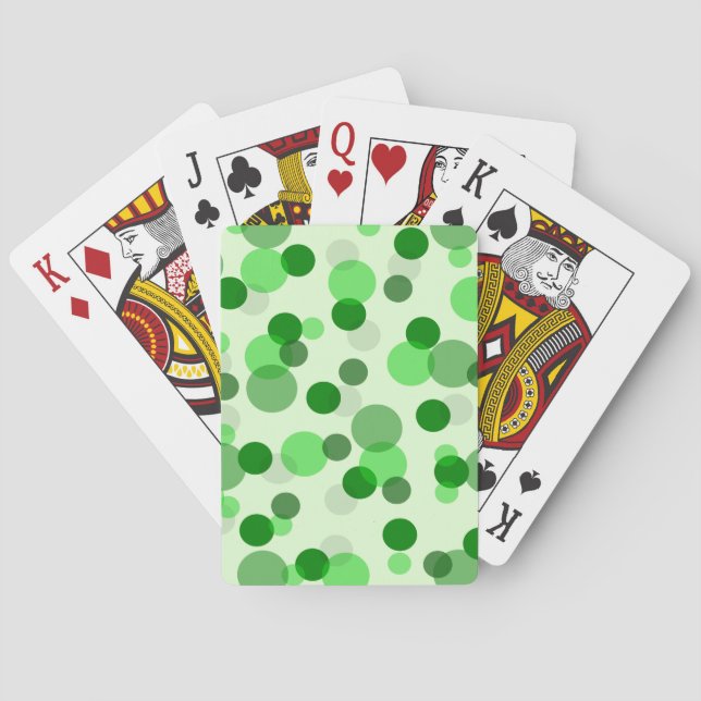 Transparent Green Dots Pattern Poker Cards (Back)