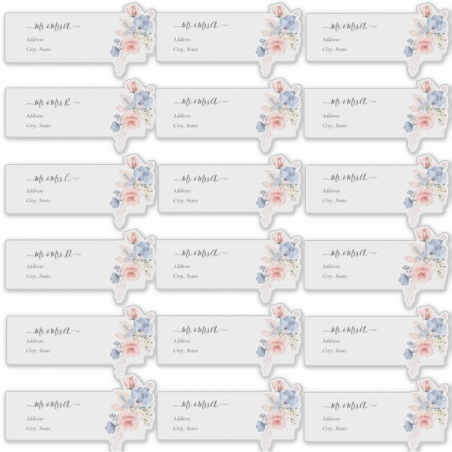 Transparent Guest Address Blush Blue H2 Flowers Sticker (Front)