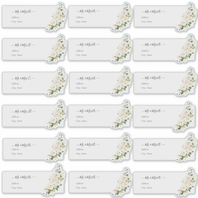 Transparent Guest Address H2 Alabaster Roses Sticker (Front)