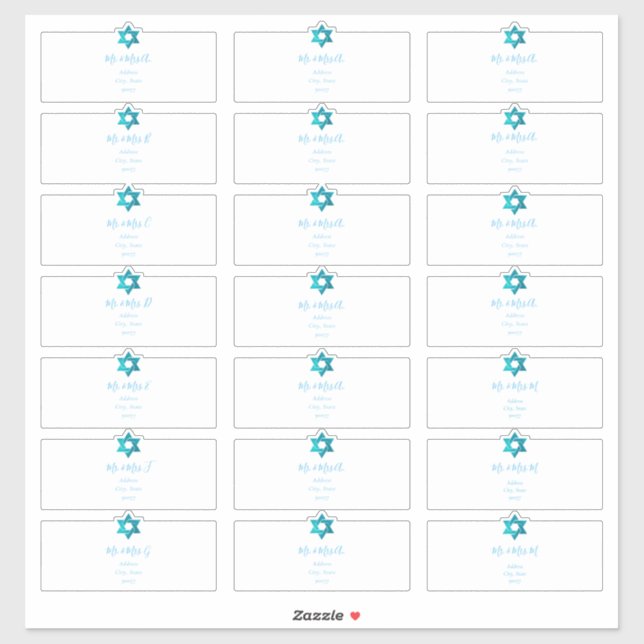 Transparent Guest Address Labels, Aqua Blue Sticker (Sheet)