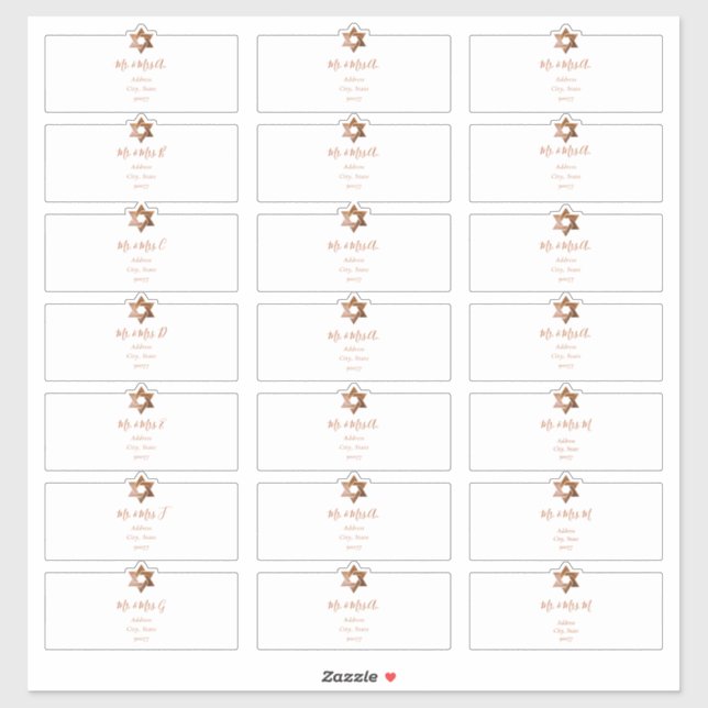 Transparent Guest Address Labels, Faux Copper Sticker (Sheet)