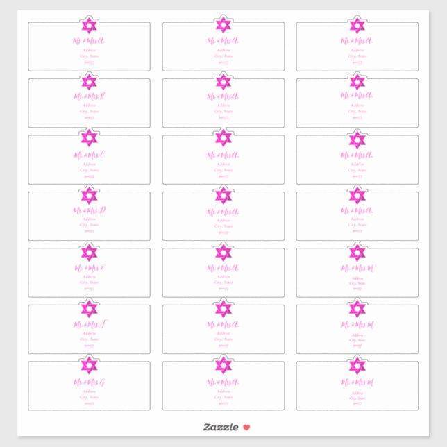 Transparent Guest Address Labels, Hot Pink Sticker (Sheet)