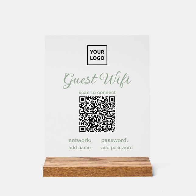 Transparent Guest WiFi Sign with QR Code  (Front)