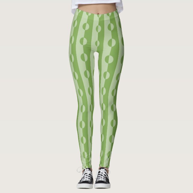 Transparent Half-circle Alternating Stripe Pattern Leggings (Front)