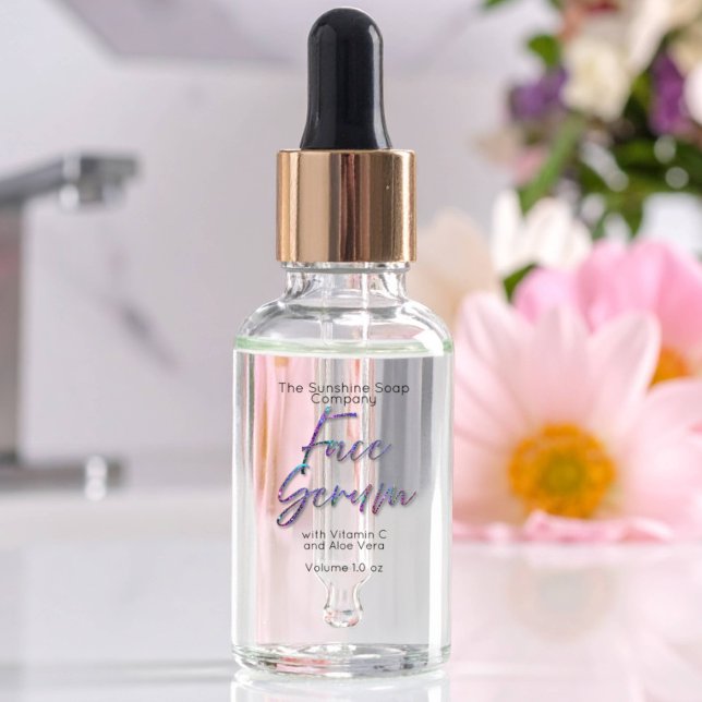 Transparent Holographic Glitter Face Serum Label (Creator Uploaded)