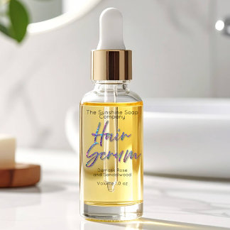 Transparent Holographic Glitter Hair Serum Label