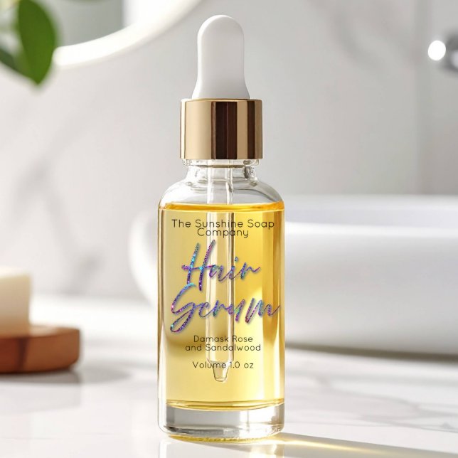 Transparent Holographic Glitter Hair Serum Label (Creator Uploaded)