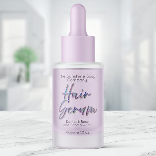 Transparent Holographic Glitter Hair Serum Label
