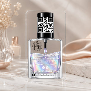 Transparent holographic Nail Polish QR Social Clear Business Cards