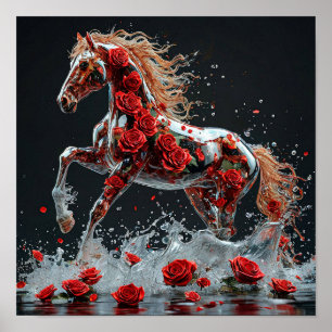 🌹 Transparent Horse Inside Rose Dreamy Fantasy Poster