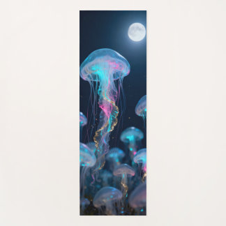 Transparent jellyfish in the moonlight yoga mat