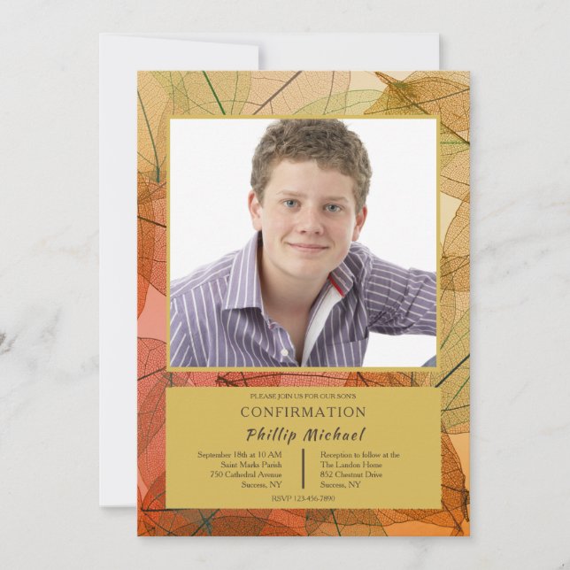 Transparent Leaves Fall Photo Invitation (Front)