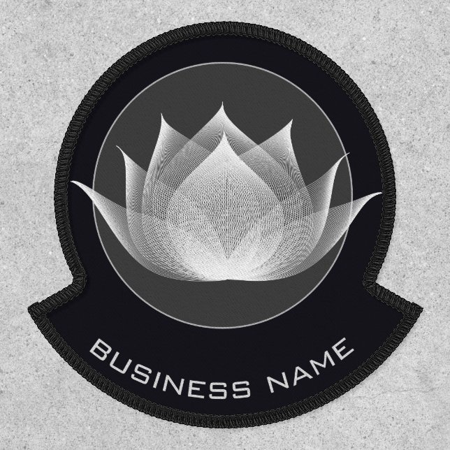 Transparent Lotus Black and White Floral Business Patch (Front)