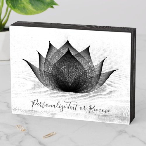 Transparent Lotus Black and White Floral Template Wooden Box Sign