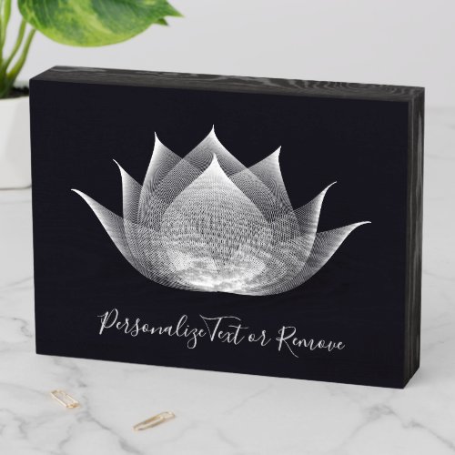 Transparent Lotus Black and White Floral Template Wooden Box Sign