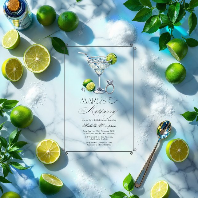 Transparent Margs & Matrimony Bridal Shower Acrylic Invitations (Transparent Margs & Matrimony Bridal Shower Acrylic Invitation)