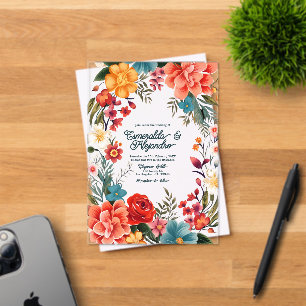 Transparent Mexican Fiesta Floral Wedding Acrylic Invitations