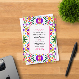 Transparent Mexican Fiesta Folk Art Wedding Acrylic Invitations