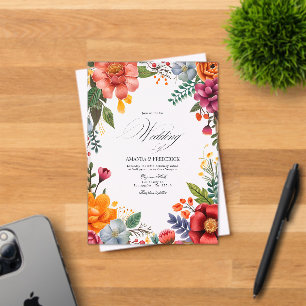 Transparent Mexican Fiesta Vibrant Floral Wedding Acrylic Invitations