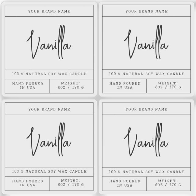 Transparent modern candle label sticker (Front)