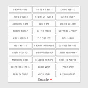 Transparent modern chic guest names sticker