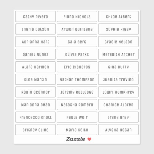 Transparent modern chic guest names sticker