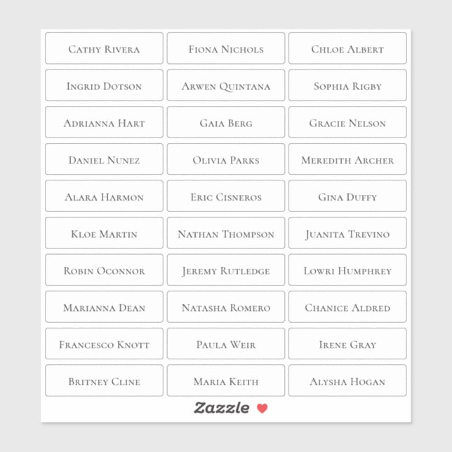 Transparent modern minimalist guest names  sticker (Sheet)