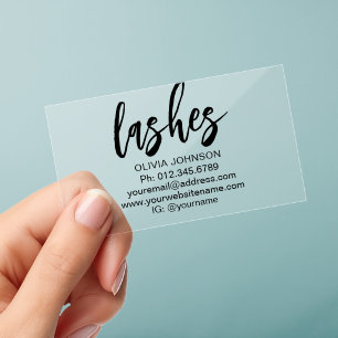 Transparent Modern Minimalist Lashes Clear Business Cards