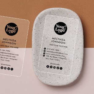 Transparent Modern Minimalist Logo Social Media Clear Business Cards
