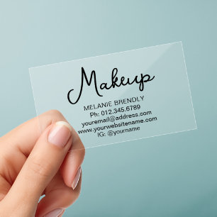 Transparent Modern Minimalist Makeup Artist Clear Business Cards