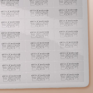 Transparent Modern Monogram Wedding Return Address Sticker