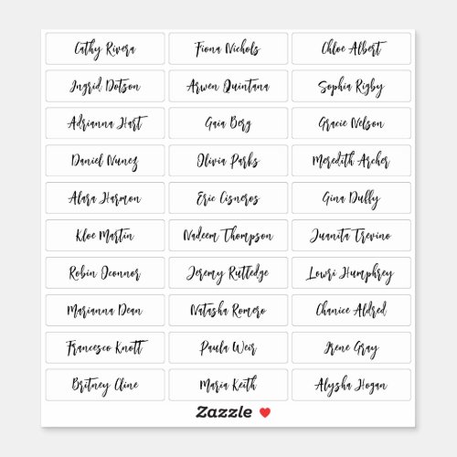 Transparent modern script guest names sticker