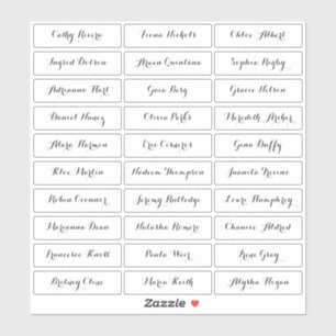 Transparent modern script guest names sticker