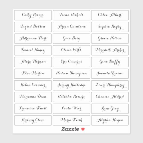 Transparent modern script guest names sticker