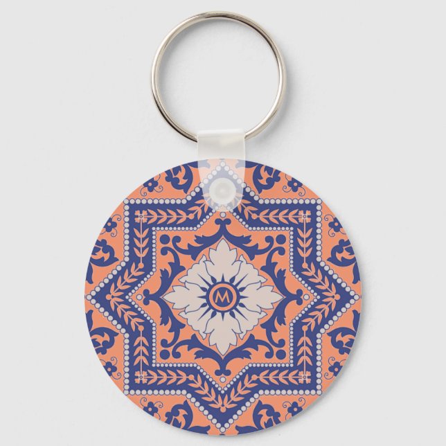 Transparent Monogram Azulejo Style Keychain (Front)