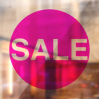 Transparent Neon Pink Window Sale Sign Vinyl Cling