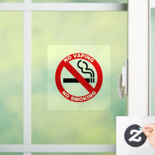 Transparent no smoking or vaping sign window cling