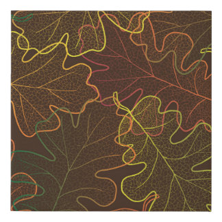 Transparent Oak Leaves, Autumn Pattern. Faux Canvas Print