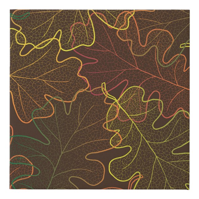 Transparent Oak Leaves, Autumn Pattern. Faux Canvas Print (Front)