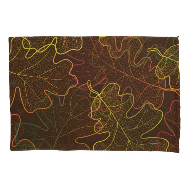 Transparent Oak Leaves, Autumn Pattern. Pillow Case (Front)